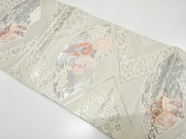 JAPANESE FUKURO OBI / PLATINUM​ FOIL / WOVEN CARRIAGE